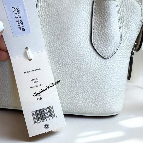 Tory Burch Mini Swing Satchel Leather White with Silver Hardware - Picture 11 of 13